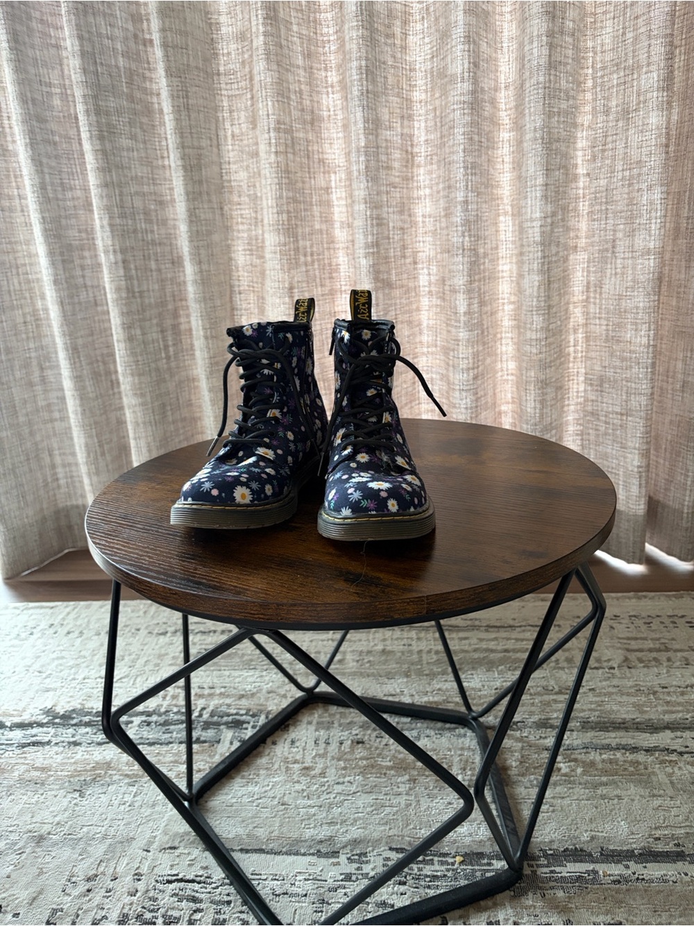Dr. Martens Kids Black Floral Lace-Up Boots